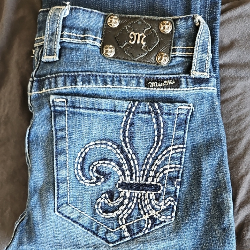 Miss Me Blue Boot Cut Jeans with Decorative Stitching